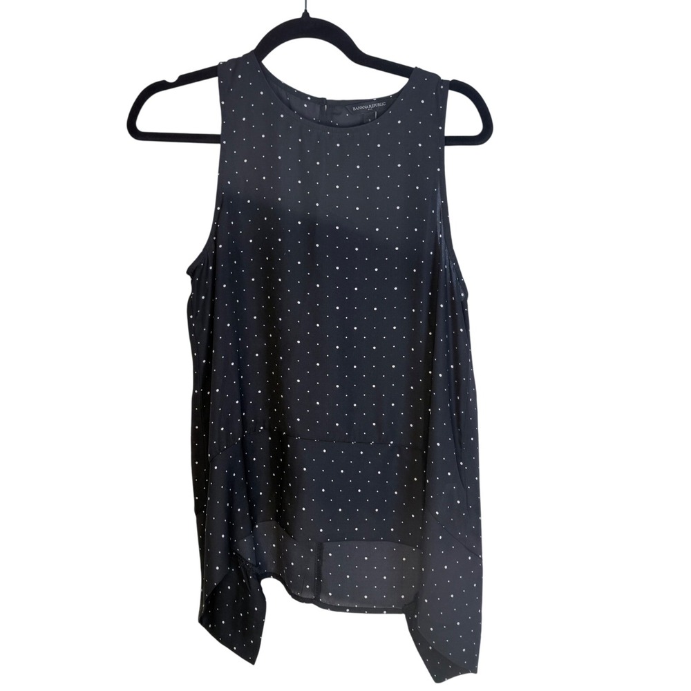 Banana Republic Sleeveless Black Polka Dot Blouse Top - Women's Small